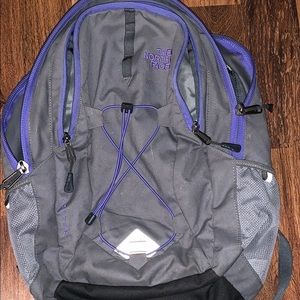 Grey And Purple North Face BookBag